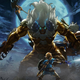 Link holds his ground against a ferocious monster in The Legend of Zelda: Breath of the Wild's DLC, The Master Trials.